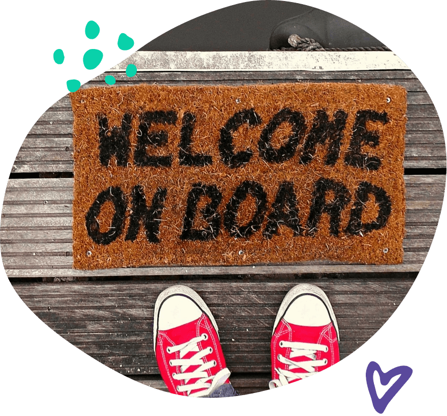 A mat that says "Welcome on board"