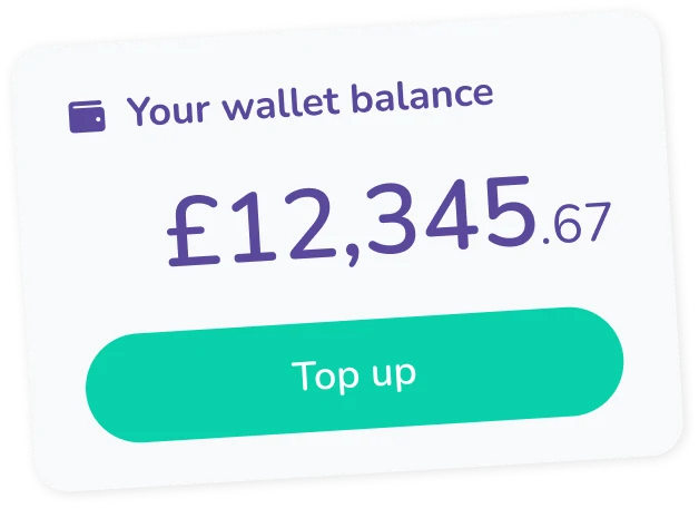 Company gifting wallet balance with a Top up button