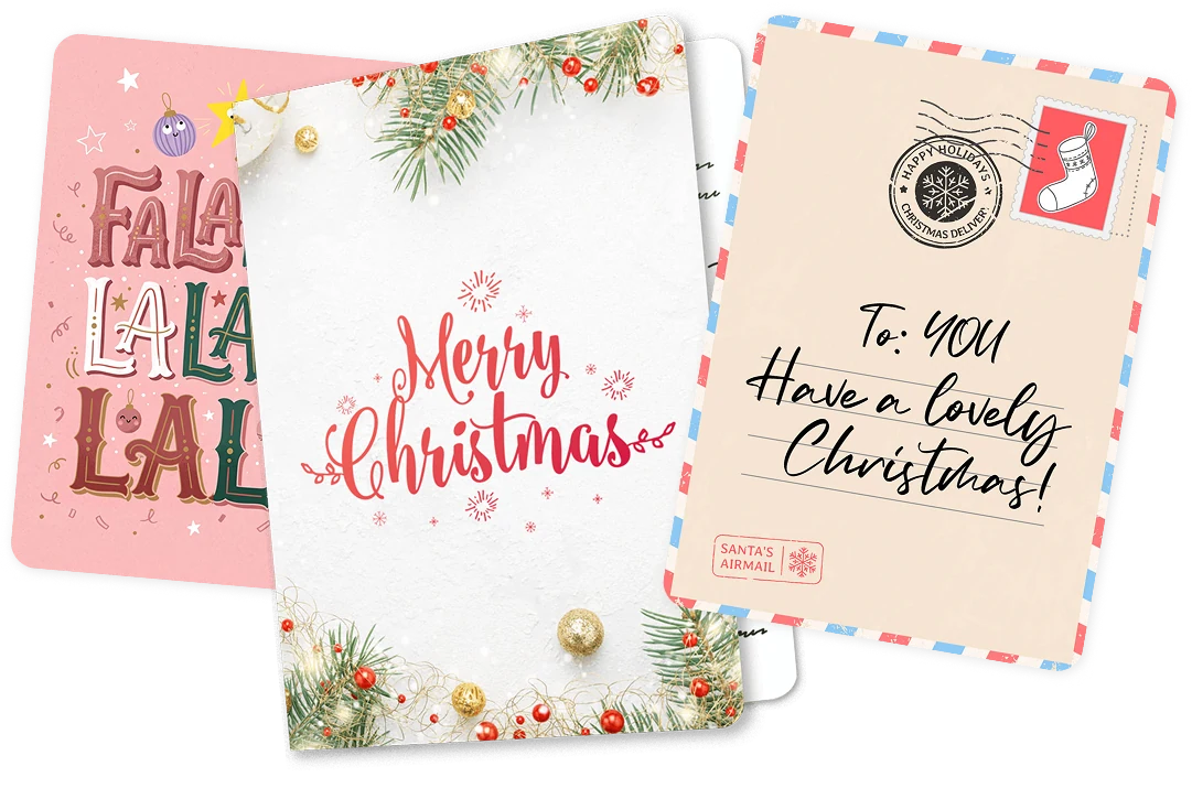 Three Christmas Thankbox card designs