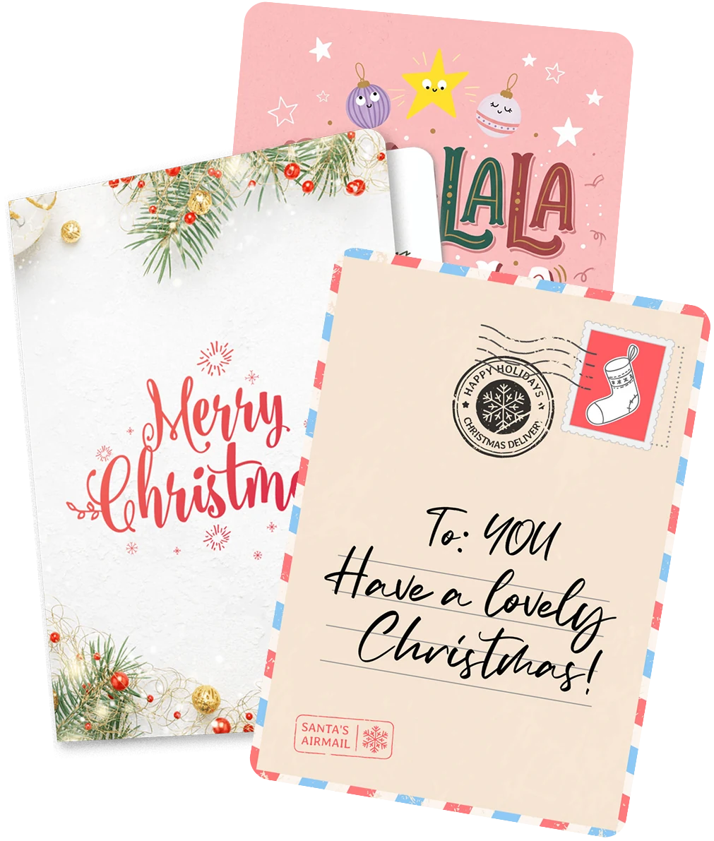 Three Christmas Thankbox card designs