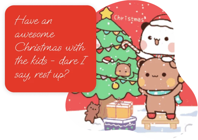 A Christmas message beside a festive GIF