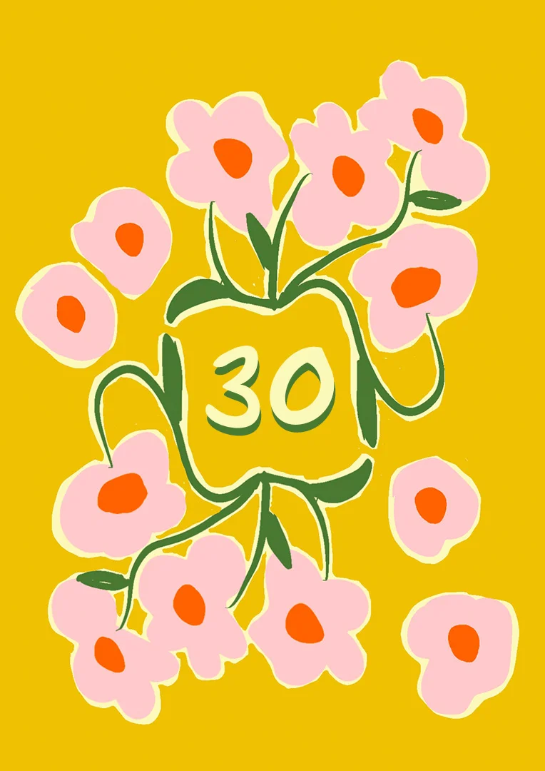 Sunny Floral 30th Work Anniversary Card