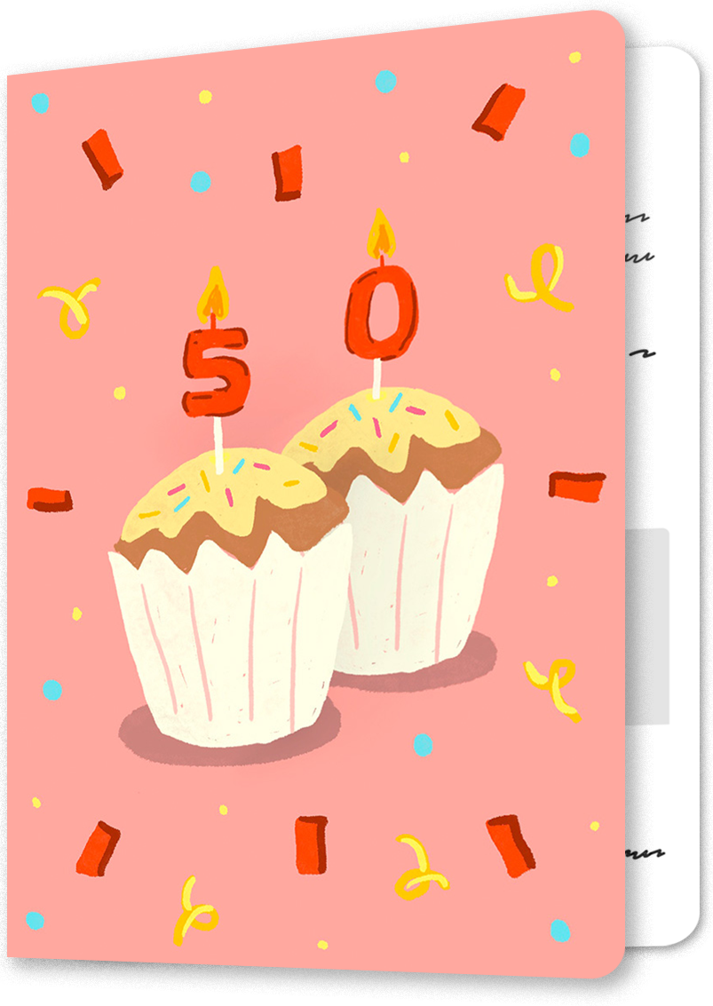 Fifty and Fabulous Cupcake Birthday Card