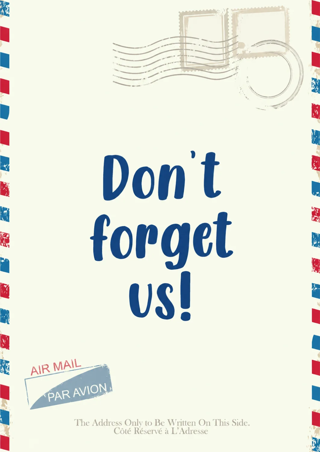 Don't Forget Us! Airmail Leaving Card