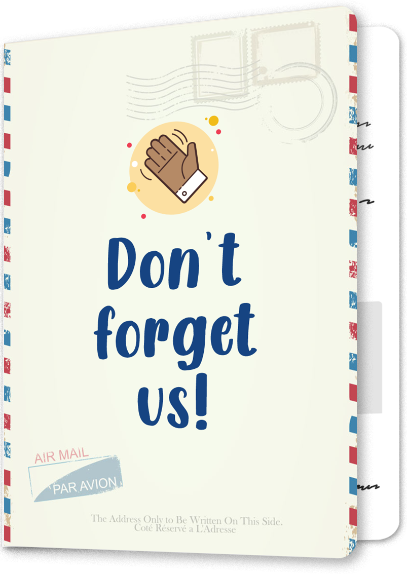 <p>Don't Forget Us! Airmail Leaving Card</p>
 image