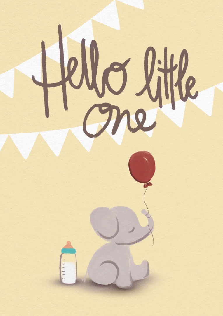 Sweet Baby Elephant Baby Shower Card