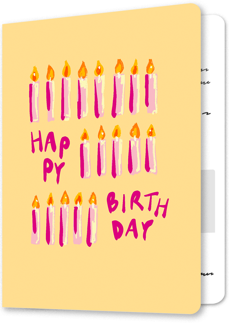 Vibrant Pink Candles Birthday Card
