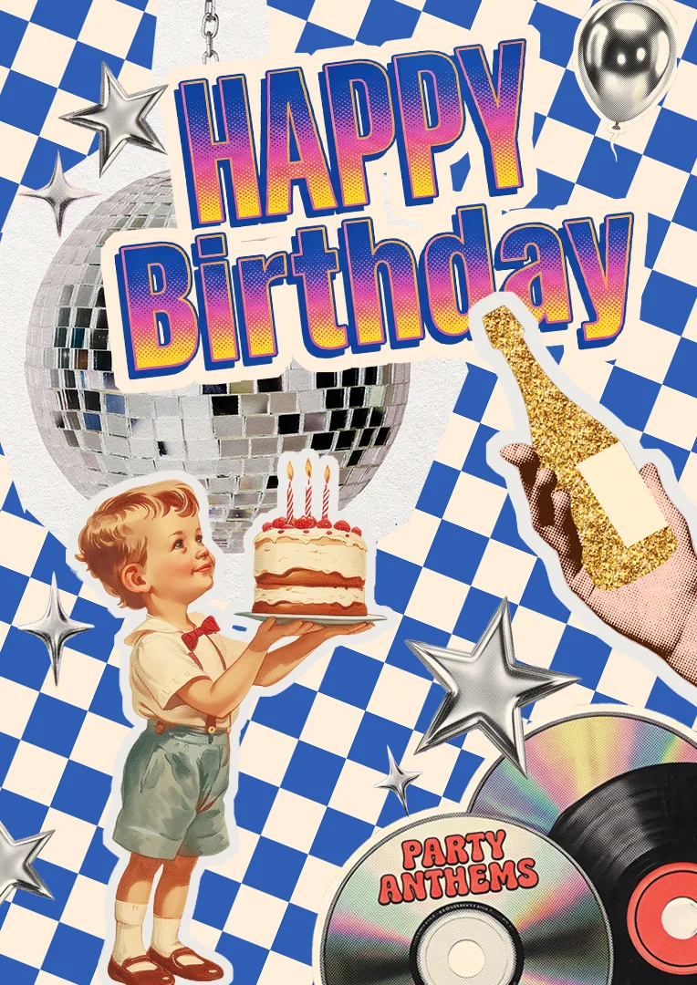Retro Party Anthem Birthday Card