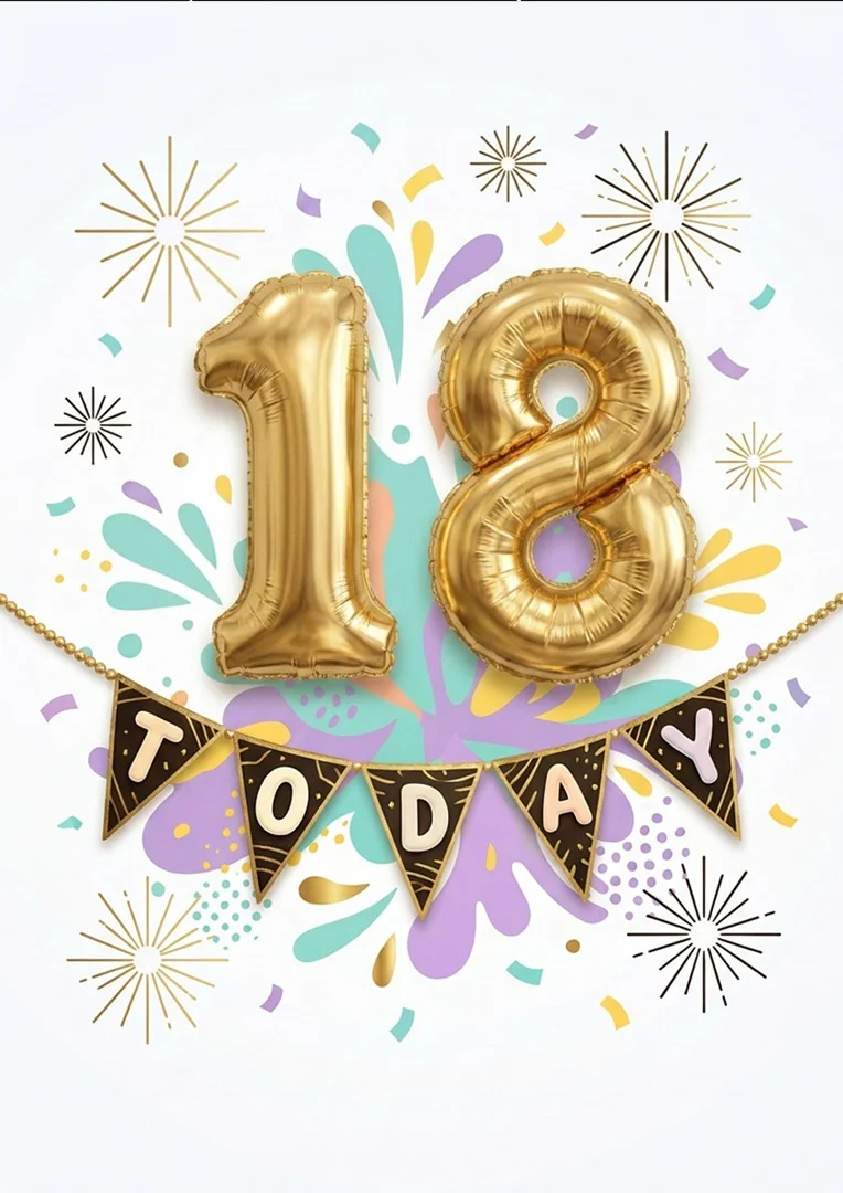 Golden Eighteen Festive Birthday Card