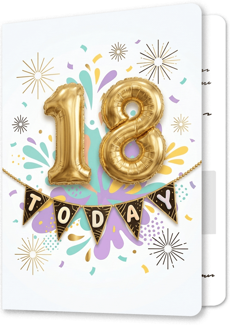 <p>Golden Eighteen Festive Birthday Card</p>
 image