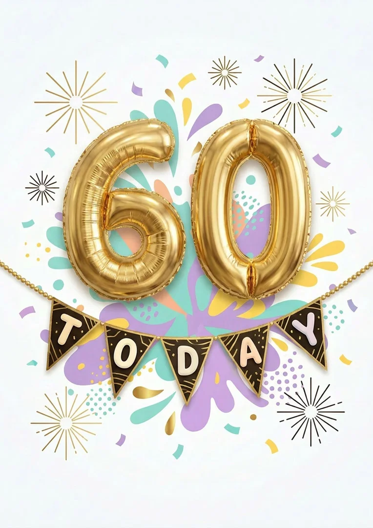 Sparkly Gold 60 Today Birthday Card