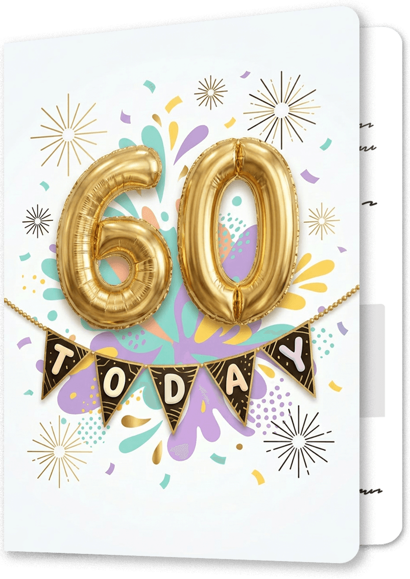 Sparkly Gold 60 Today Birthday Card