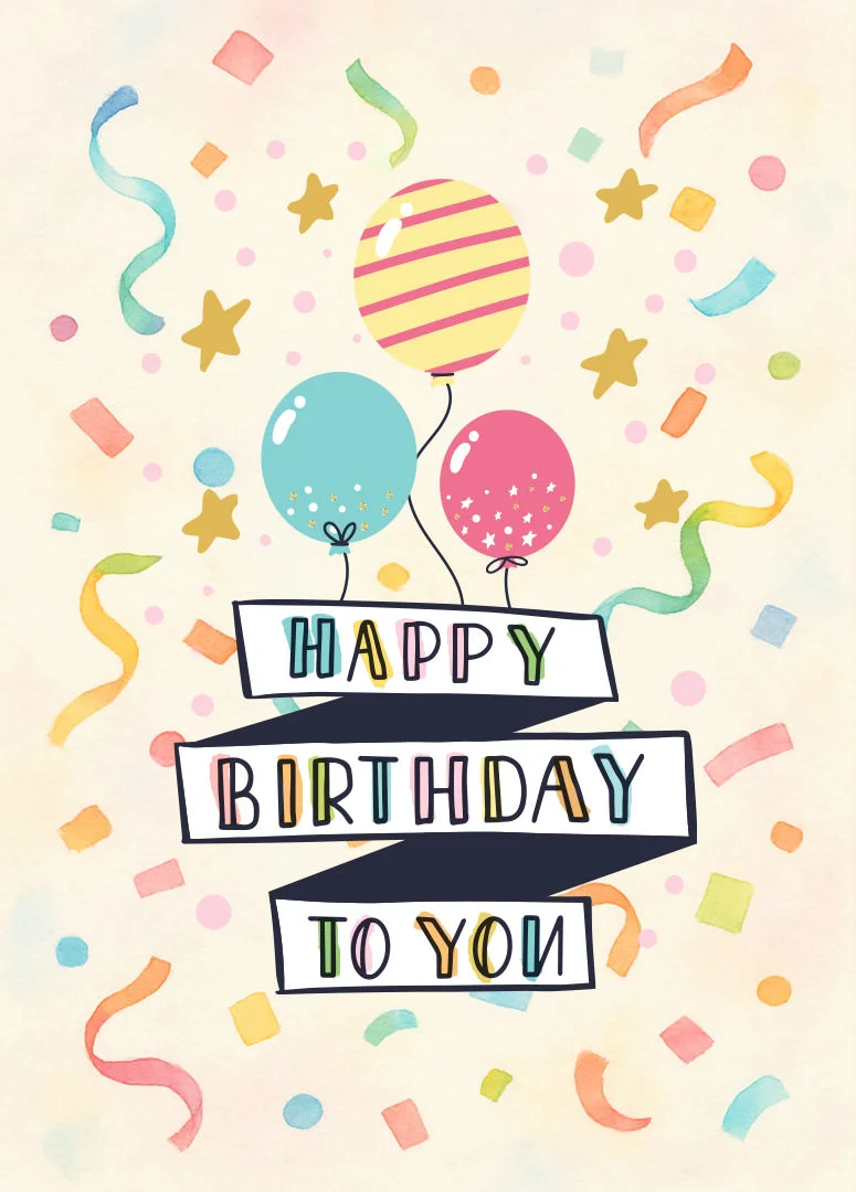 Colorful Pastel Confetti Birthday Card