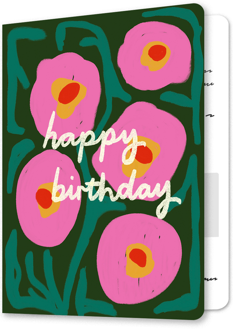 Vibrant Pink Flower Birthday Card