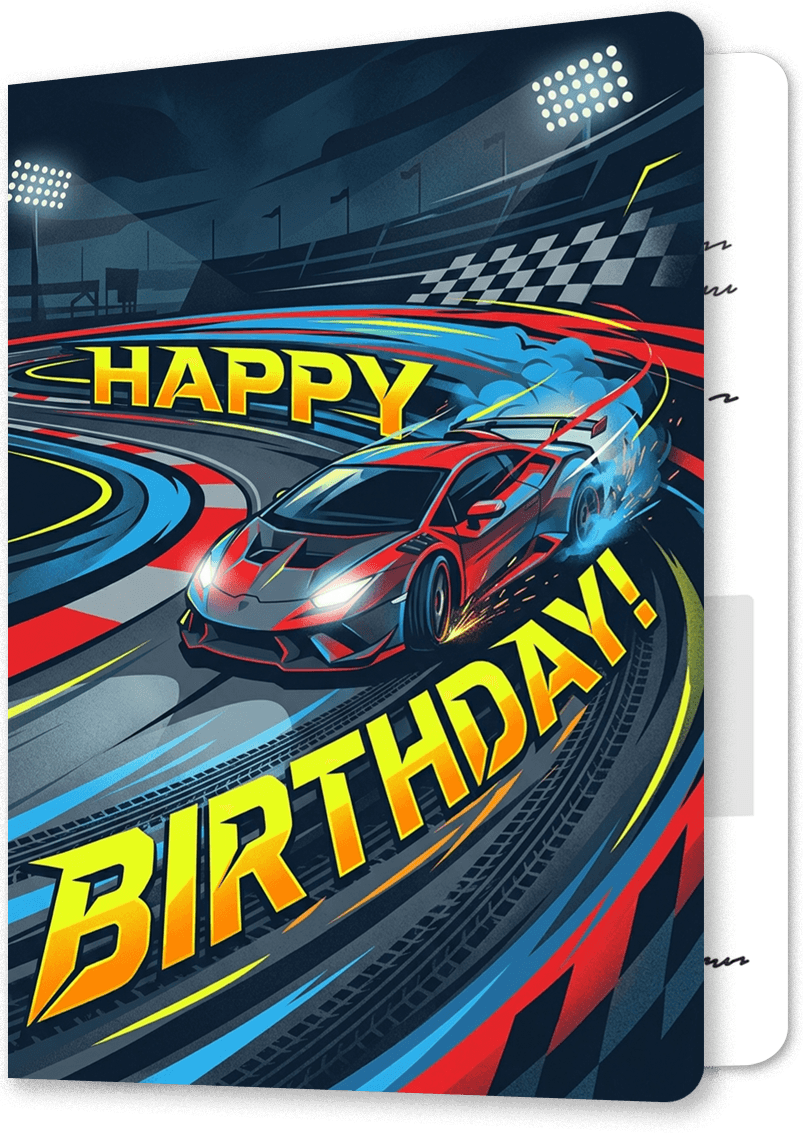 Fast Lane Racing Birthday Card