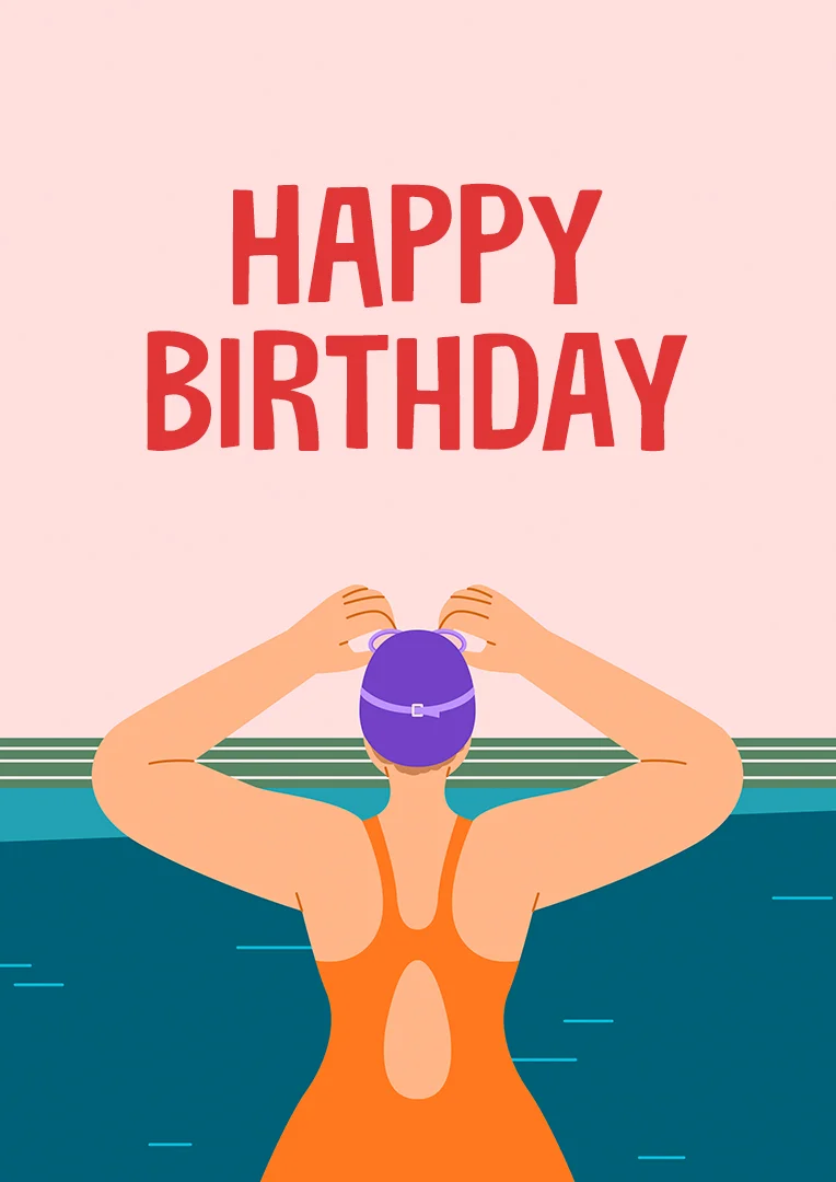 Open Water Swim Birthday Card