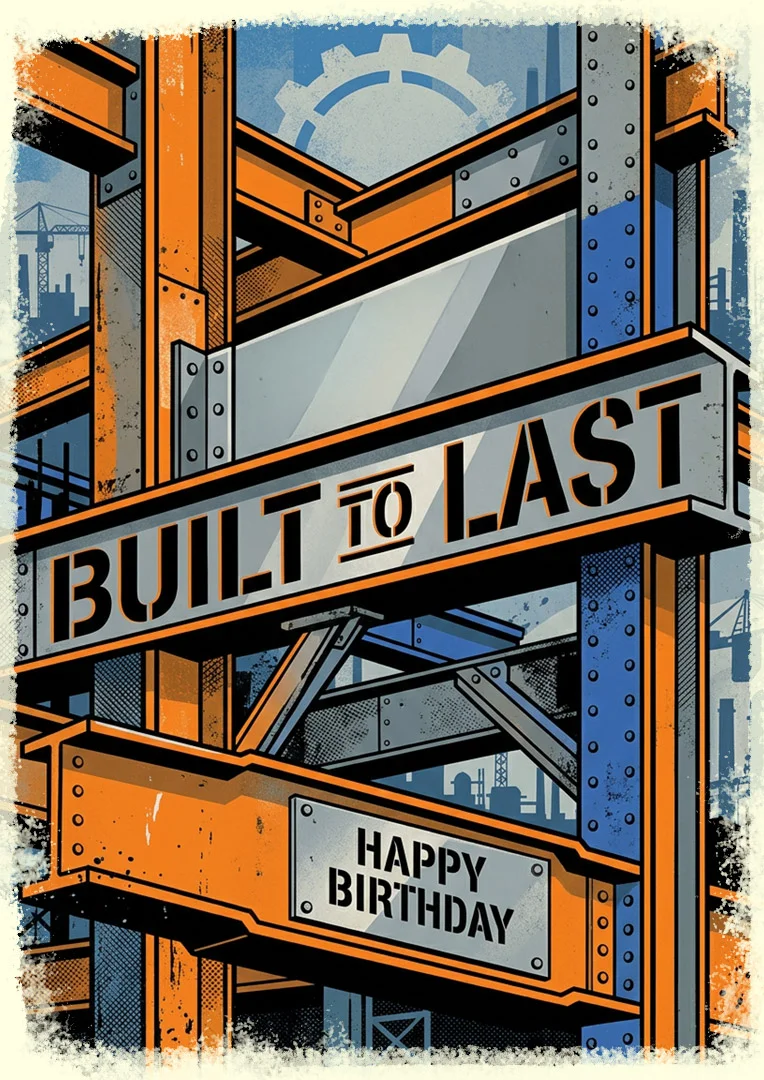 Built To Last Industrial Birthday Card