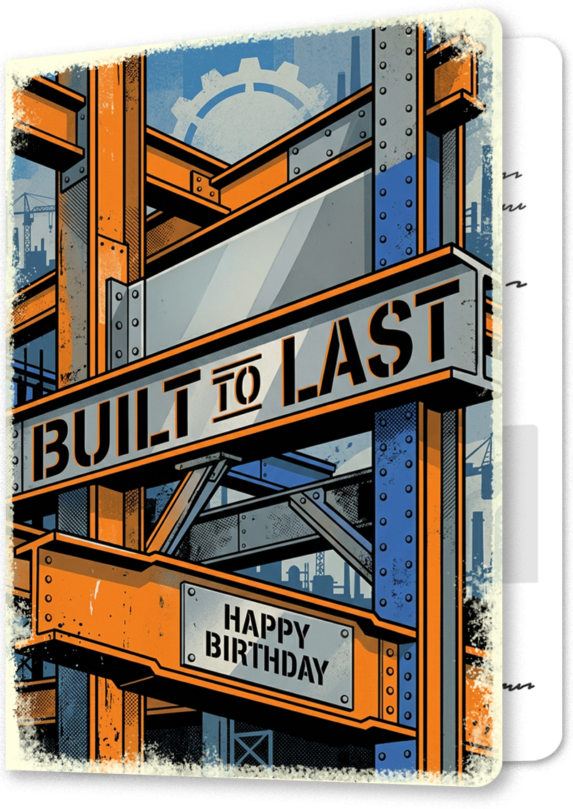 Built To Last Industrial Birthday Card
