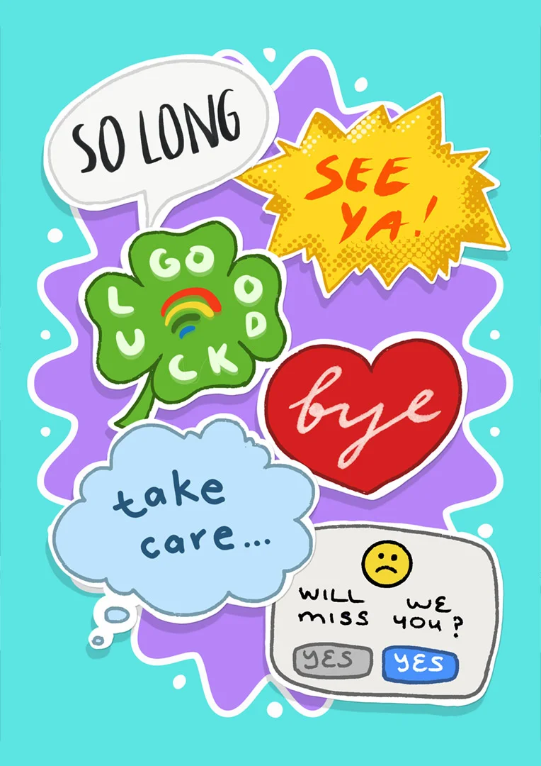 Colorful Sticker Medley Leaving Card