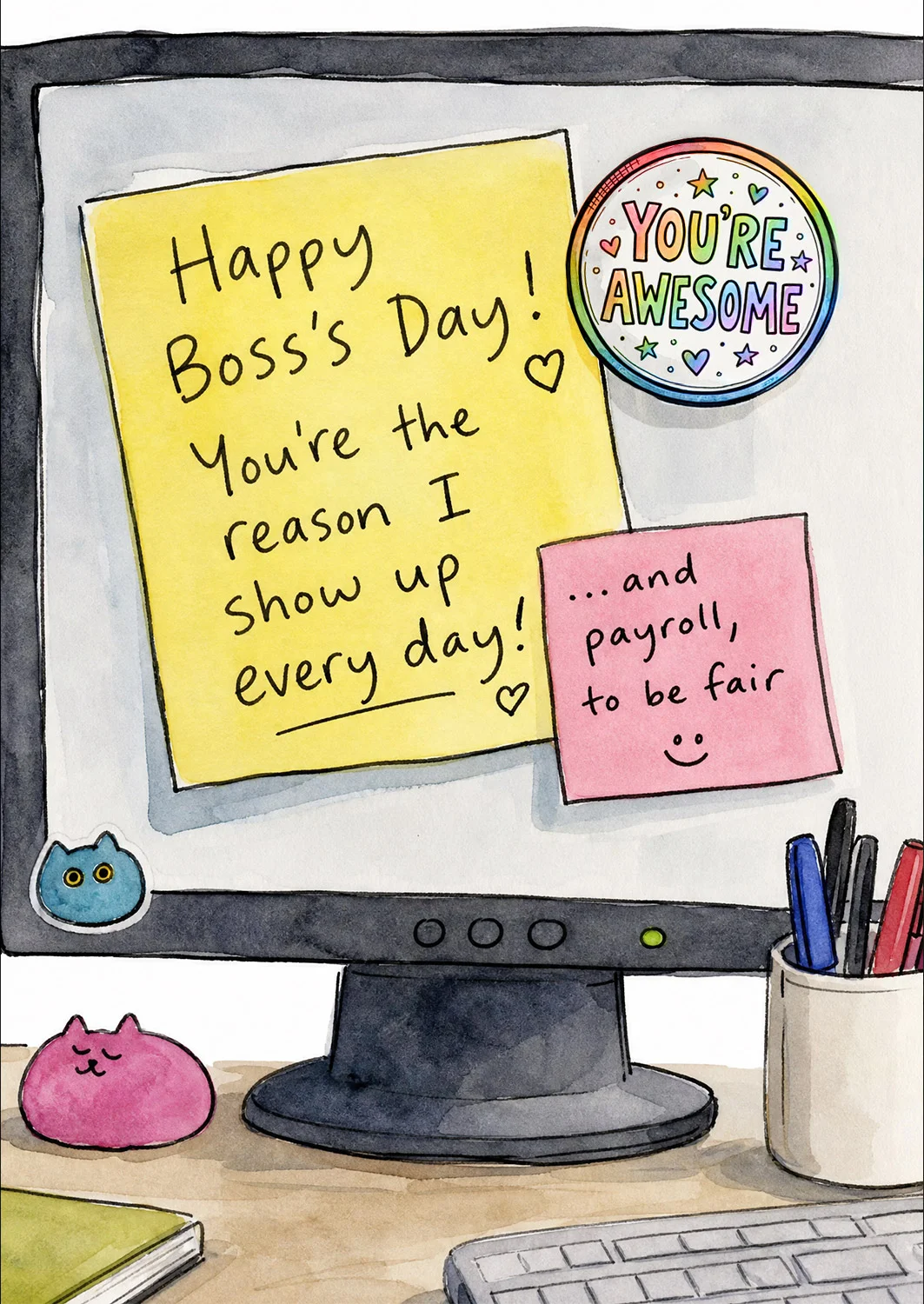 Cheeky Post-it Boss's Day Card