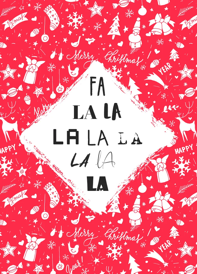 Fa La La Red Christmas Card