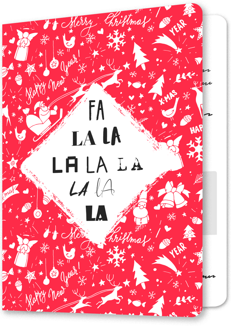 Fa La La Red Christmas Card