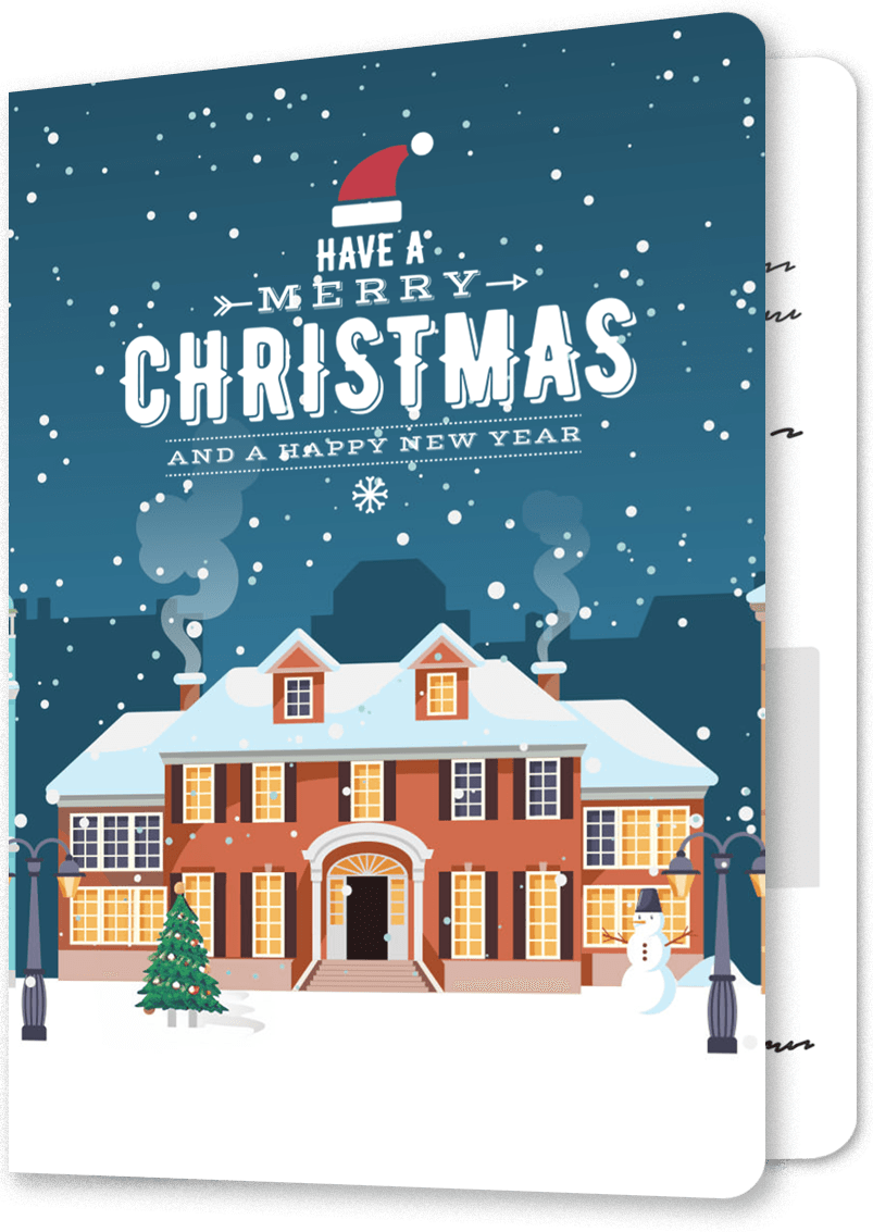 Cozy Snow-Covered Manor Christmas Card