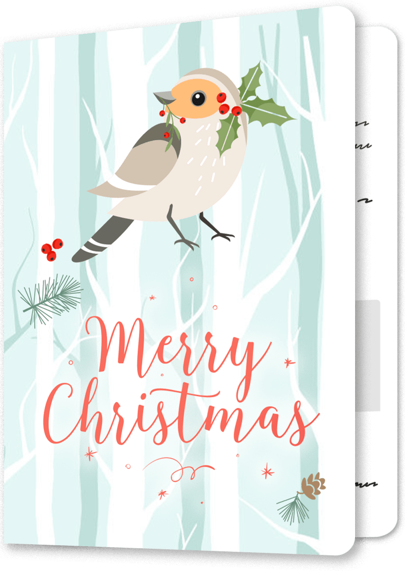 Woodland Robin White Forest Christmas Card
