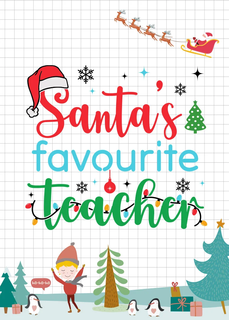 Santa's Favourite Teacher Christmas Card