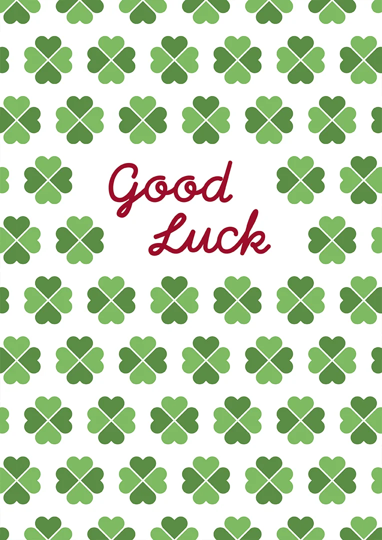 Green Clover Pattern Good Luck Card