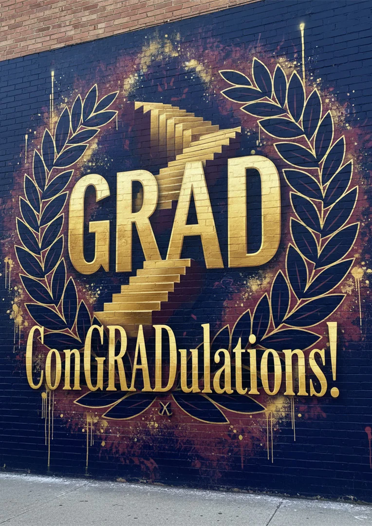 Gold Mural Street Art Graduation Card