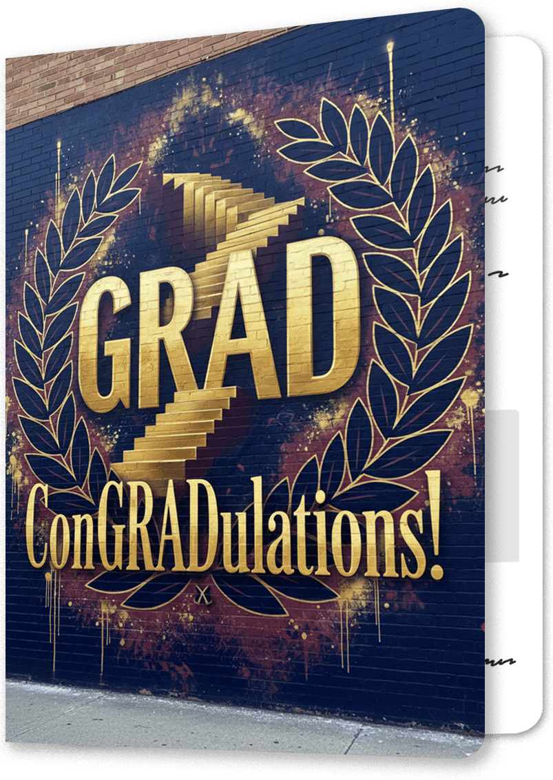 Gold Mural Street Art Graduation Card