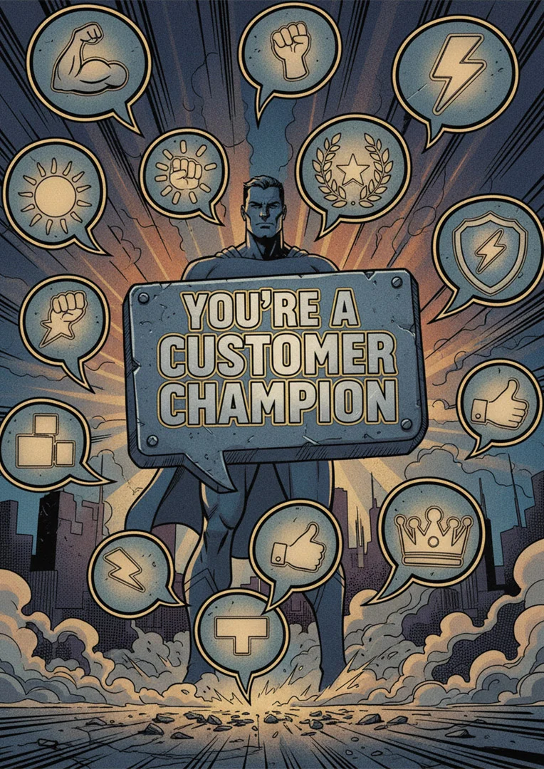 Customer Champion Hero Congratulations Card