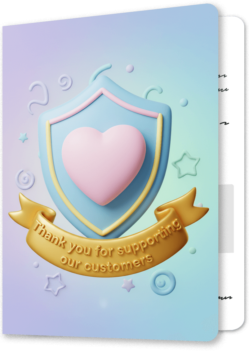 Customer Support Shield Thank You Card