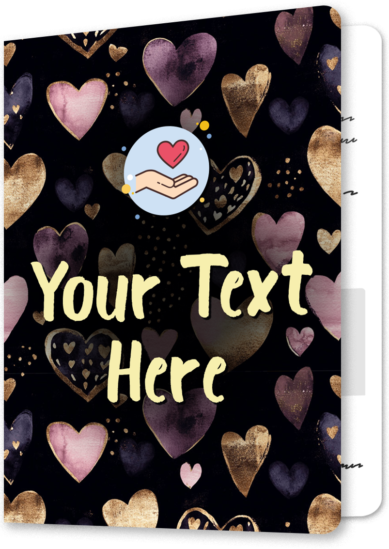 Golden Dark Hearts Wedding Card