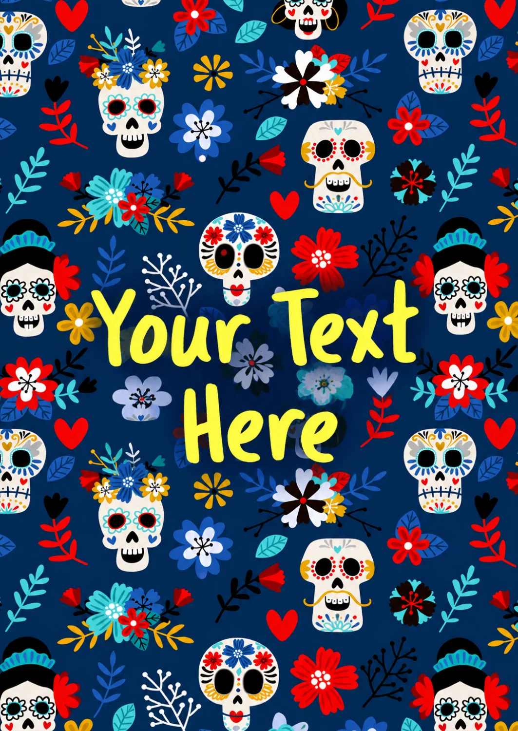 Vibrant Sugar Skull Good Luck Card