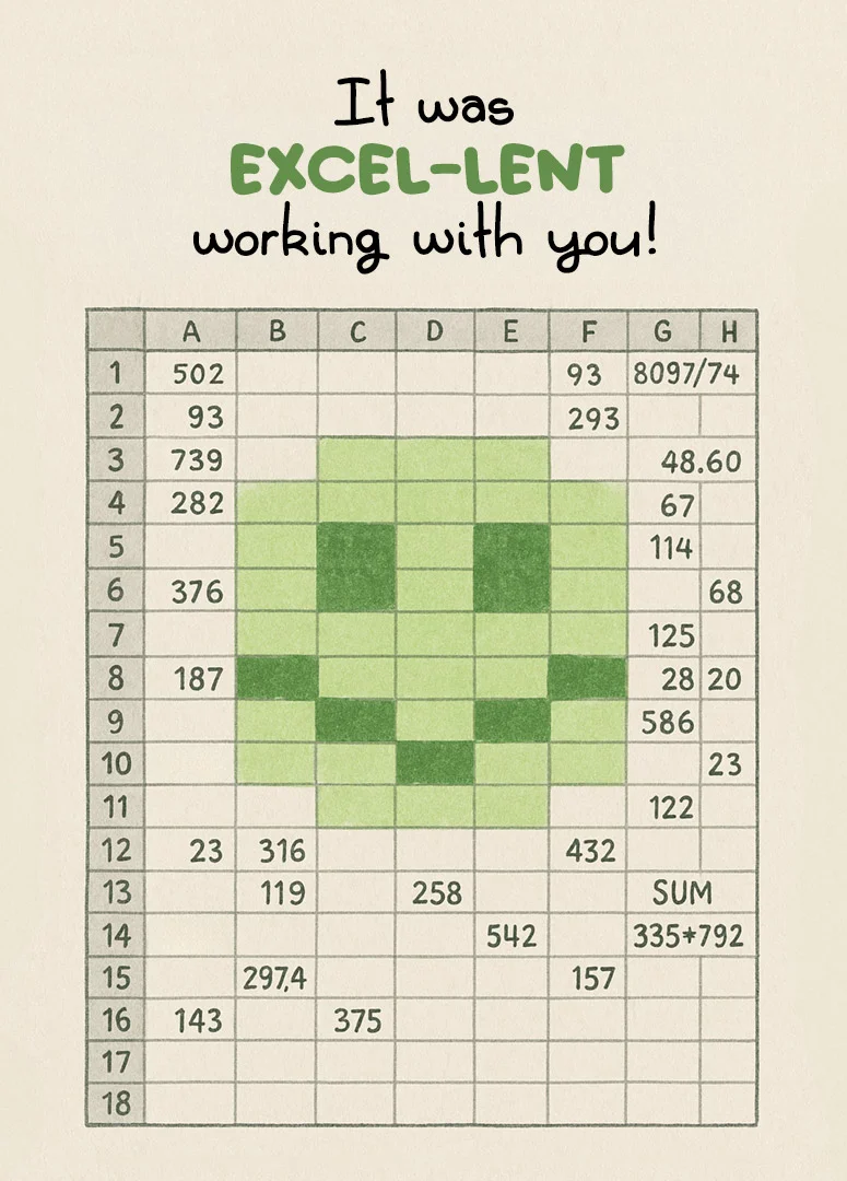 Excel-lent Work Colleague Leaving Card