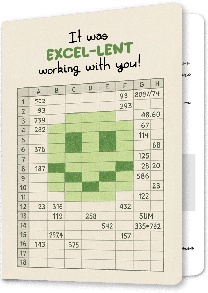 Excel-lent Work Colleague Leaving Card