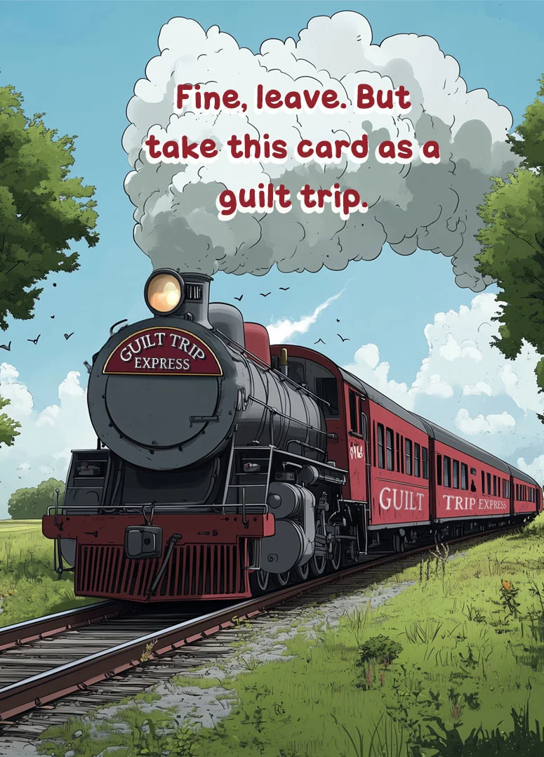 Guilt Trip Express Leaving Card