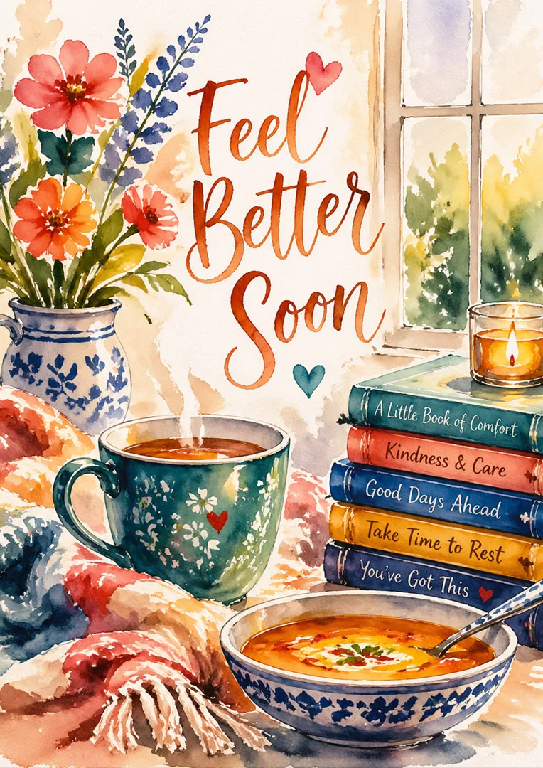 Heartfelt Cottage Get Well Soon Card