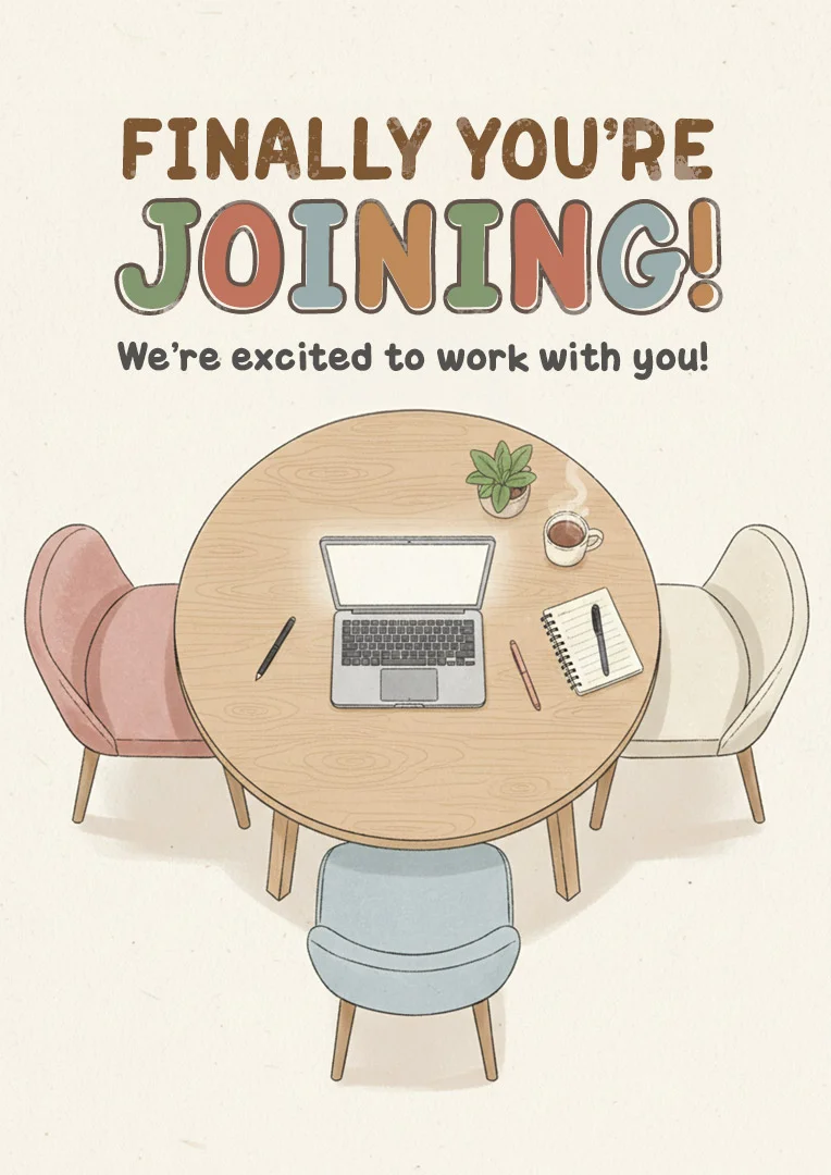 Finally Joining Welcome and Onboarding Card
