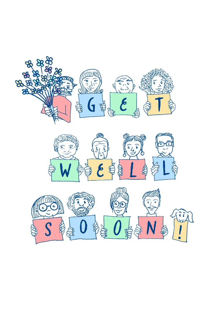 Sketched Friends Get Well Soon Card