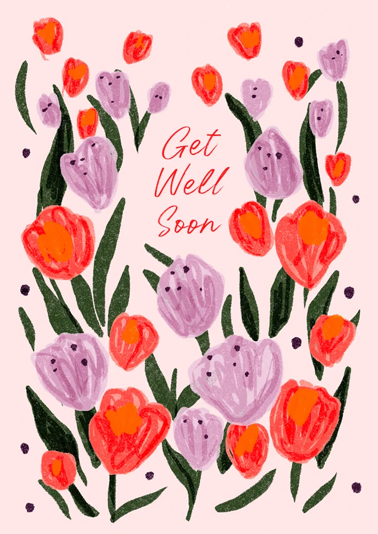 Floral Tulips Get Well Soon Card