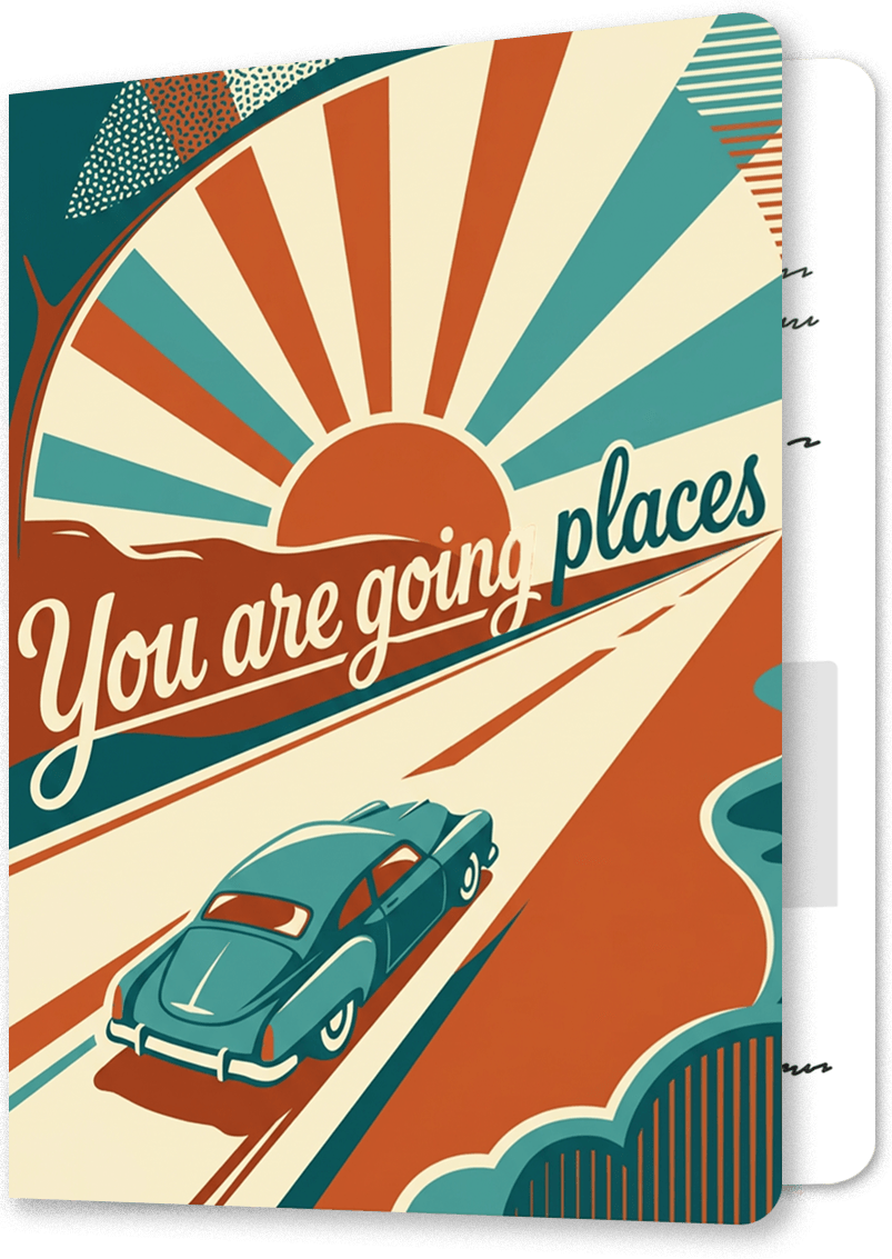 Going Places Retro Retirement Card