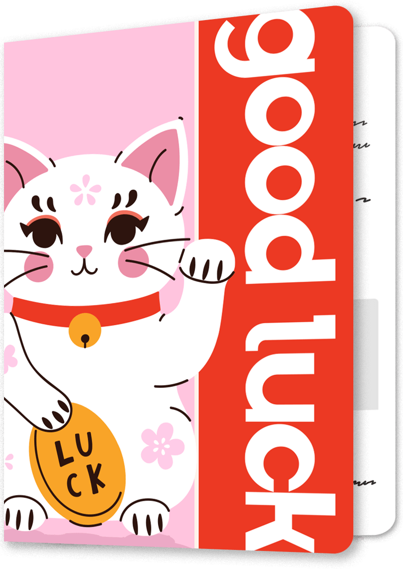 Charming Lucky Cat Leaving Card