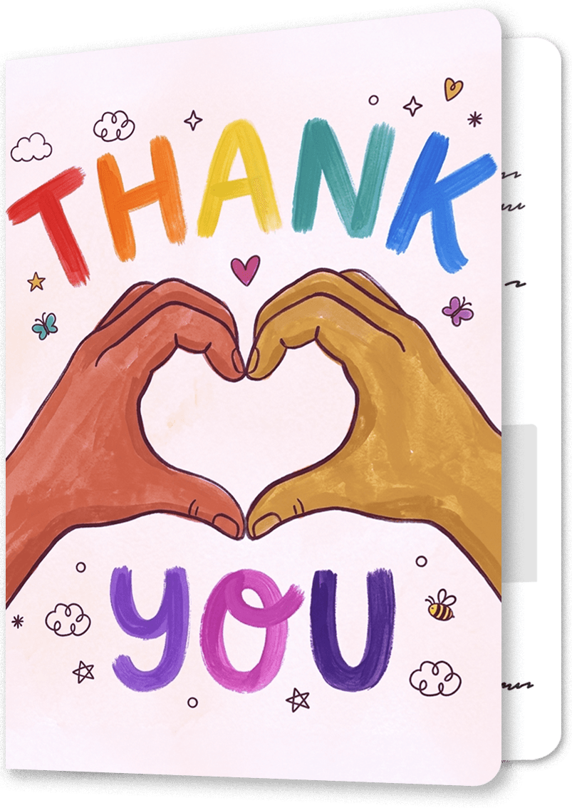 <p>Colorful Heart Hands Thank You Card</p>
 image