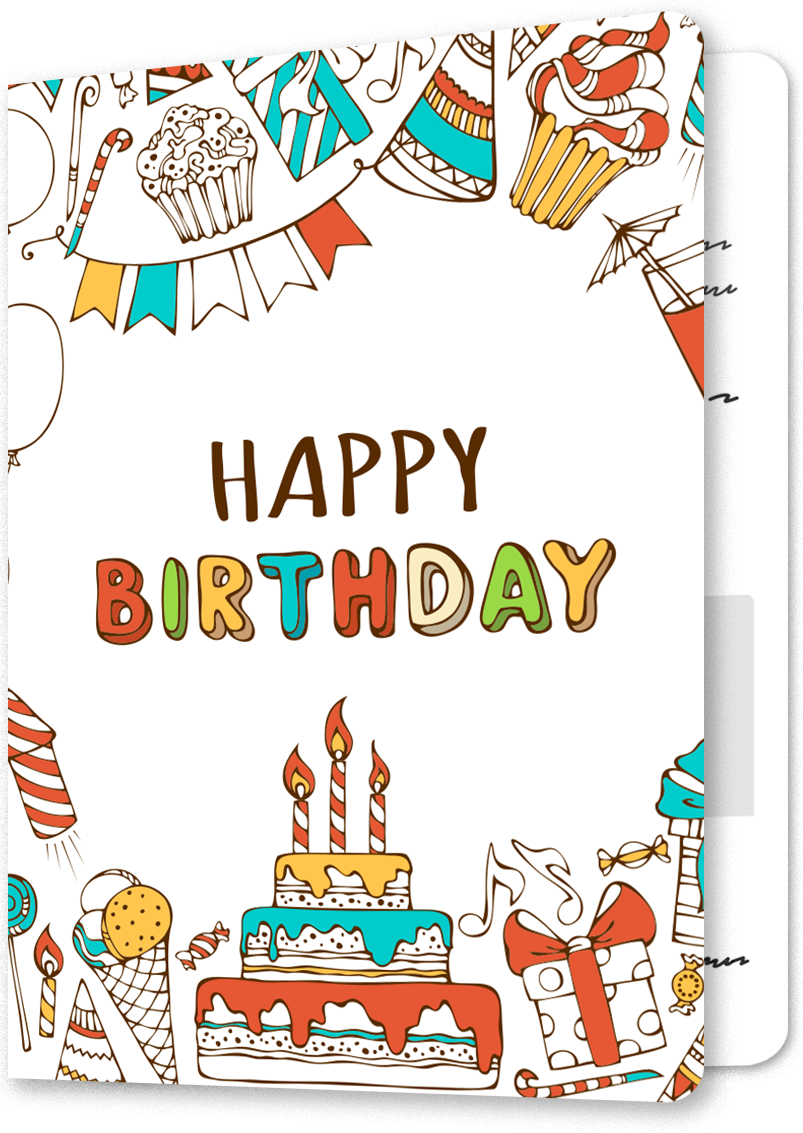 Whimsical Hand-Drawn Festive Birthday Card