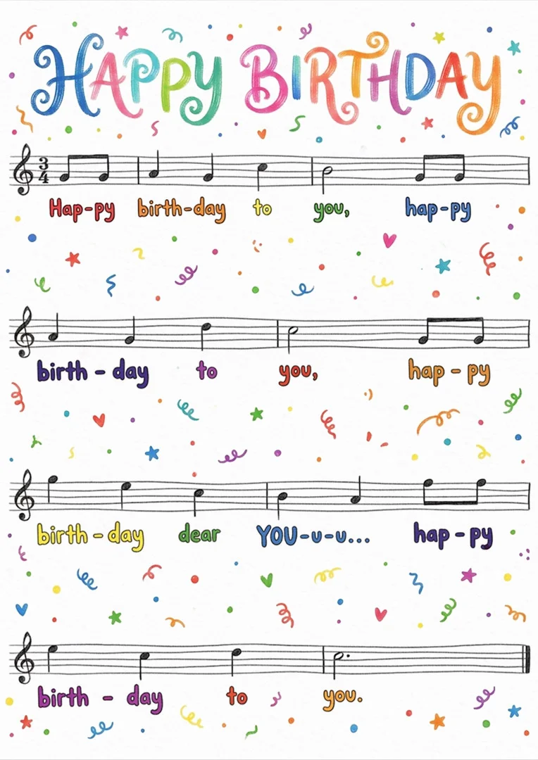 Harmonious Sheet Music Birthday Card