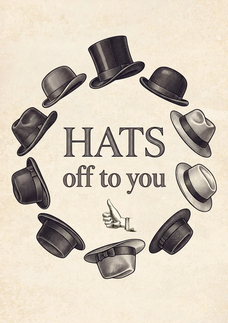 Stylish Hats Off Work Anniversary Card