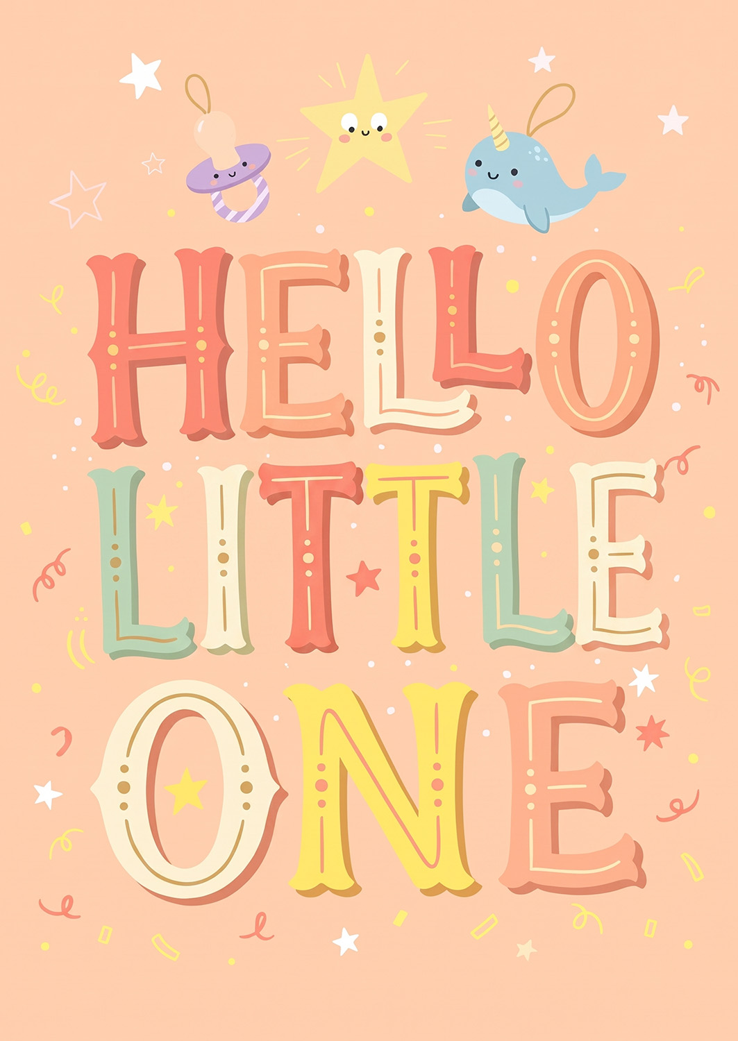 Hello Little One Pastel Lettering